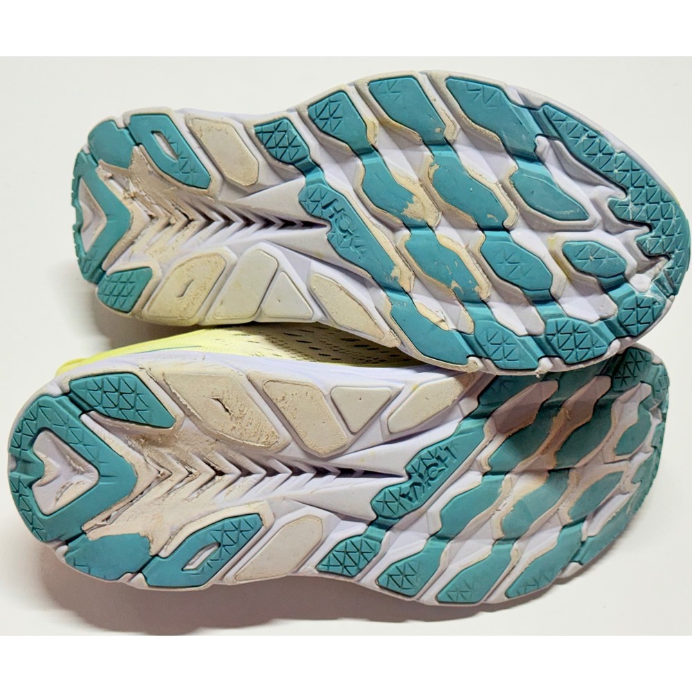Hoka One One Clifton 8 Womens Yellow Teal Running Shoes 1119394 Size 9B - Picture 4 of 5